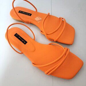 F-Hongxy Strappy Sandals Womens Sz 42 (us 10) Flat Soles Slip On Bright Orange